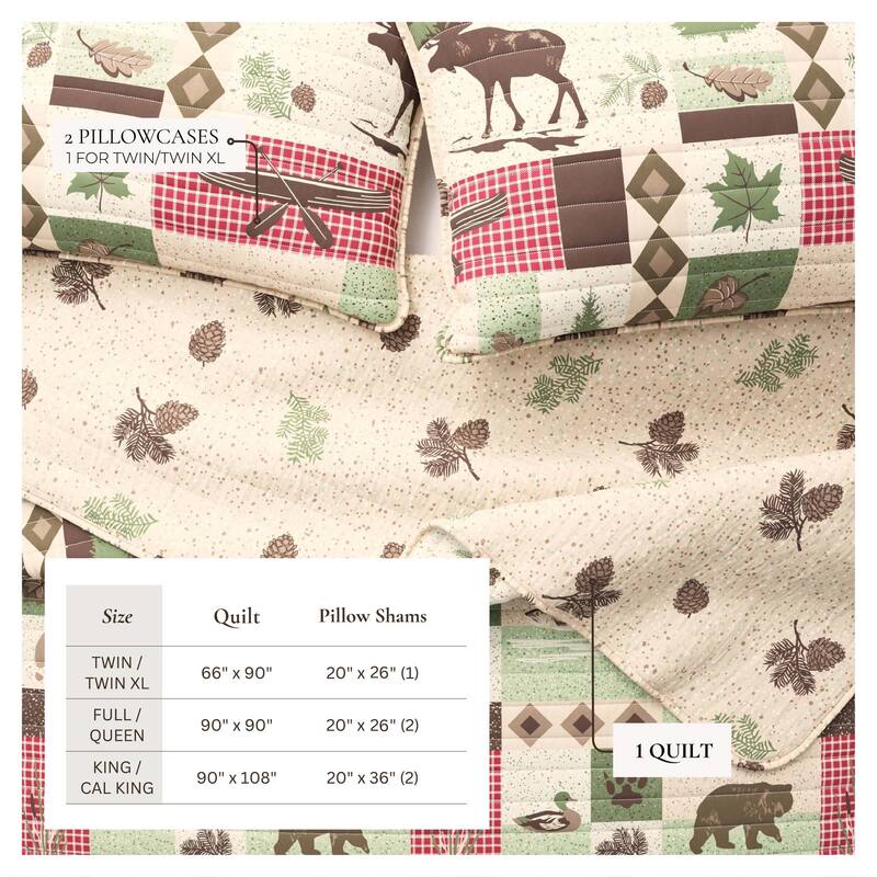Premium Wildlife Patchwork Microfiber Quilt Set With Shams