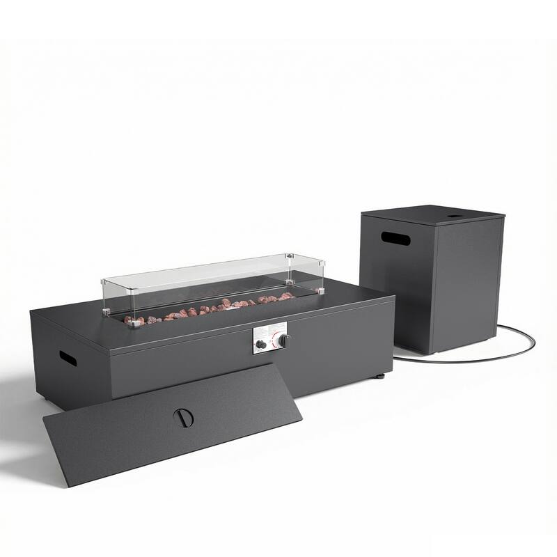 Pocassy Outdoor 43 In Fire Pit Table with Tank Holder