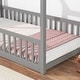 preview thumbnail 5 of 25, Twin House Bed with Guardrails, Montessori Floor Bed Frame with Roof for Kids, Wooden House-shaped Kids Bed Frame for Boys Girls