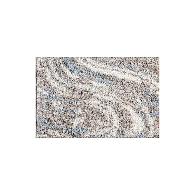 Marble Swirl Shag Rug - Blue - Medium Pile - Great for Living Room, Bedroom, or Entryway