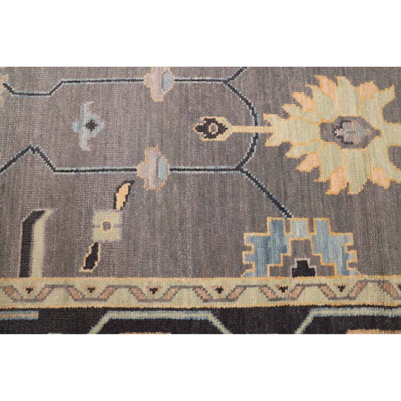 ECARPETGALLERY Hand-knotted Modern Oushak Dark Grey Wool Rug - 9'0 x 12'0