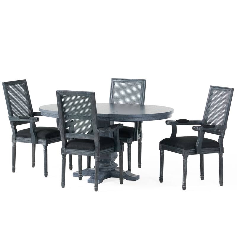Maria Fabric and Rubberwood Dining Set by Christopher Knight Home