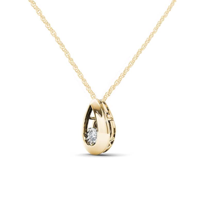 1/20ct TDW Dancing Diamond Pendant Necklace in 10K Yellow Gold for Women