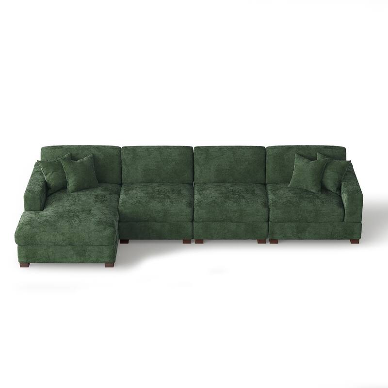 Oversized Modern Chenille L-shape Modular Sectional Sofa with Chaise