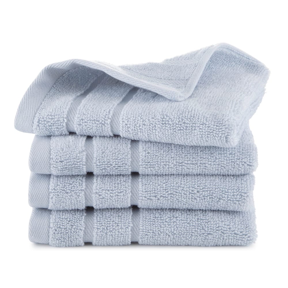 Clean Design Home Solid Supima 4-Pack Blue Wash Towel Set