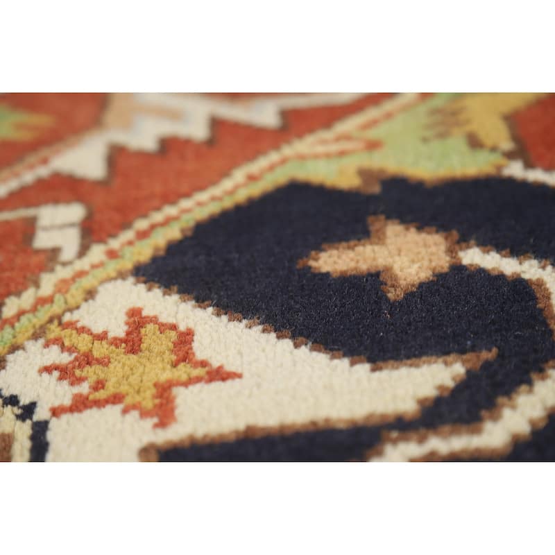 Geometric Medallion Heriz Serapi Indian Rug Hand-Knotted Wool Carpet - 8'10" x 12'0"