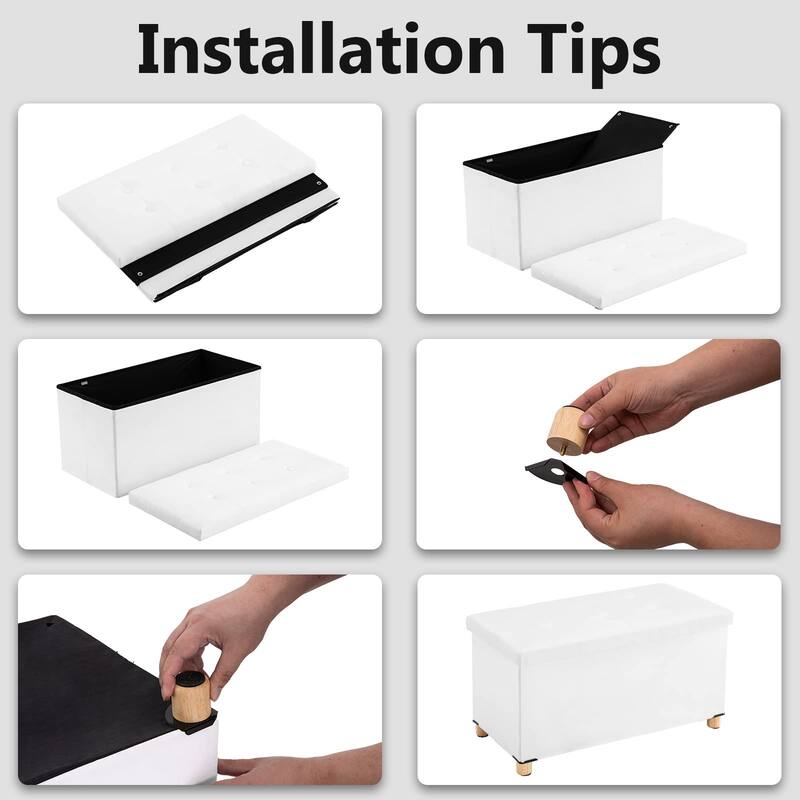 30 Inches Storage Ottoman Bench, Velvet Storage Bench, Folding Storage Chest, Footrest Couch with Wooden Legs, Support 350lbs