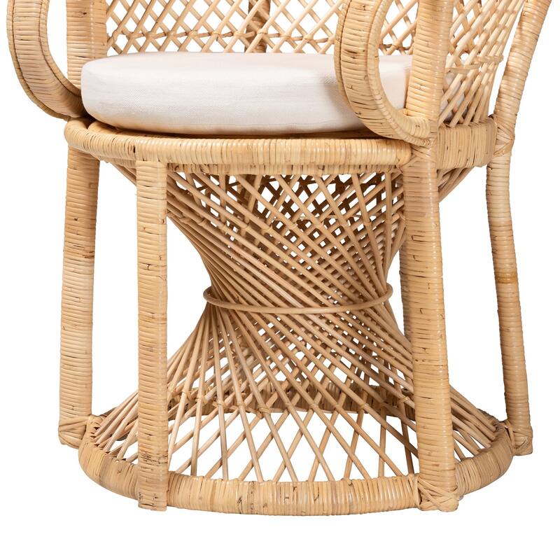 Hecate Modern Bohemian Natural Brown Rattan Peacock Chair