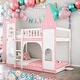 preview thumbnail 2 of 13, Modren Twin Over Twin Castle Bunk Bed with Ladder and Solid Construction For Bedroom,Dorm,Kids