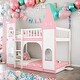 preview thumbnail 1 of 13, Twin Over Twin Bunk Bed with Ladder and Solid Construction for Bedroom Pink