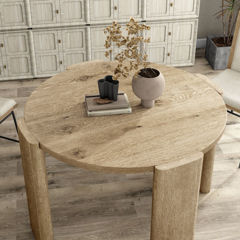 Furniture of America Elira Modern Oak 47-inch Solid Wood Round Dining Table