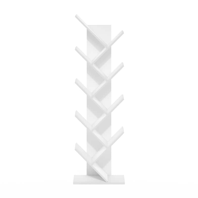 50.9 in. Tall White Wood 9-Shelf Bookcase