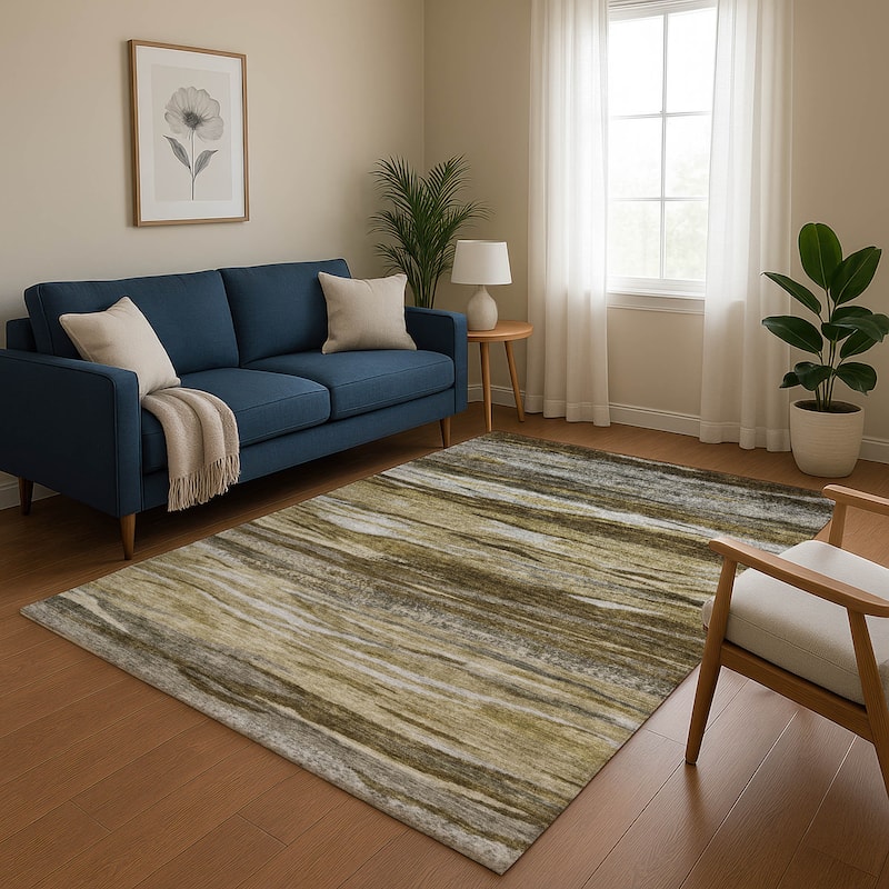Premium Washable Super Soft Modern Stripes Mayfield Rug - Brown - 5' x 7'6"