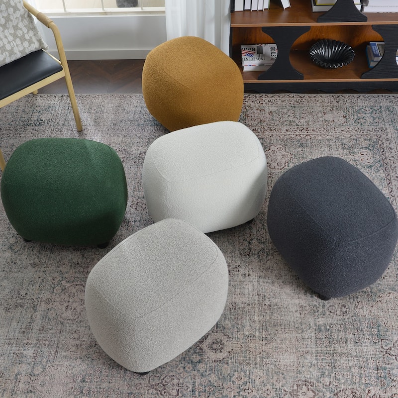 KINWELL 23" W Boucle Upholstered Footstool Ottoman Sofa Chair Footrest