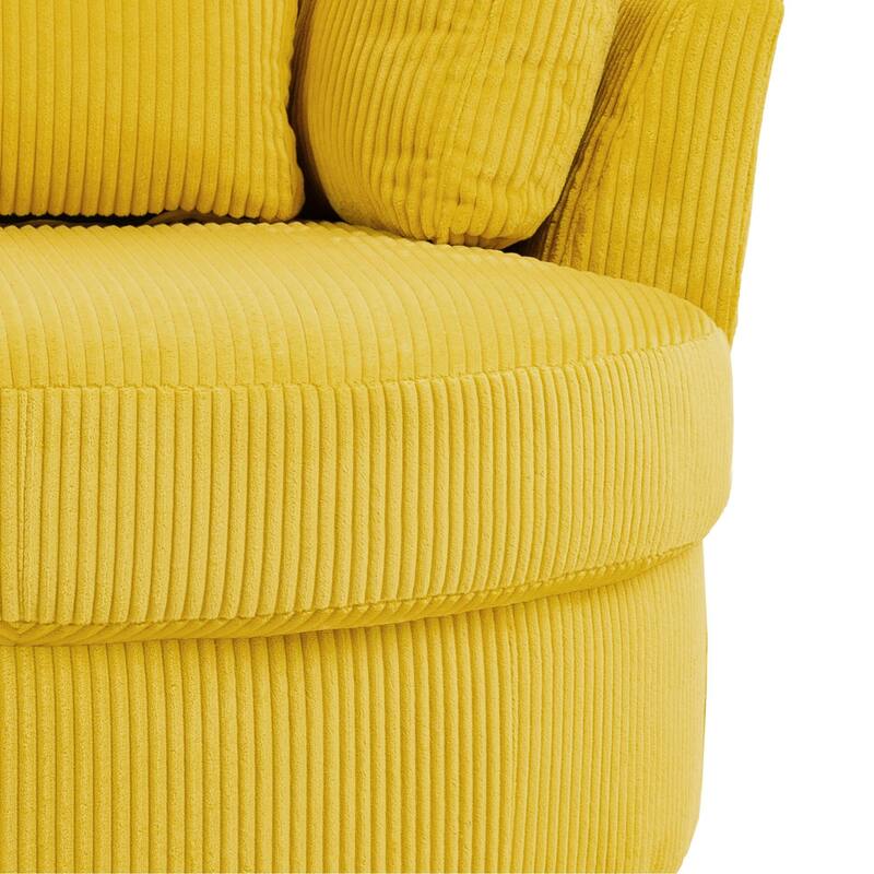 41" W Oversized Accent Barrel Swivel Chair with Moon Storage Ottoman