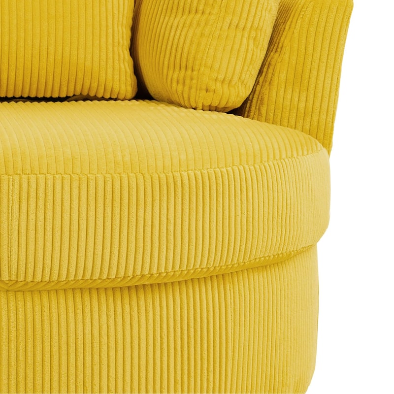 Upholstered Accent Swivel Barrel Armchair Club Chair with Pillows