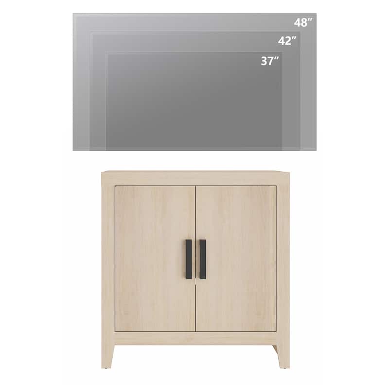 WAMPAT Modern Farmhouse TV Stand Cabinet, Entertainment Center with Adjustable Shelf