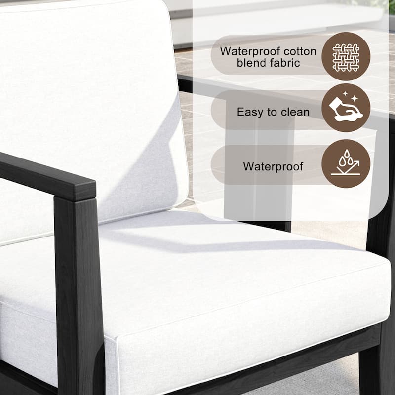 Uixe 3-piece Teak Solid Wood Outdoor Arm Chairs with Side Table Set