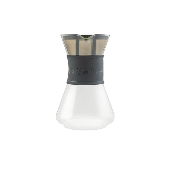 Medelco Cafe Brew Collection 8 Cup Pour-Over Coffeemaker with Permanent Filter, 40 oz, Black