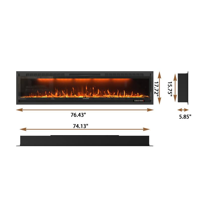 Clihome 50-74"Wide LED Wall-mount Electric Fireplace