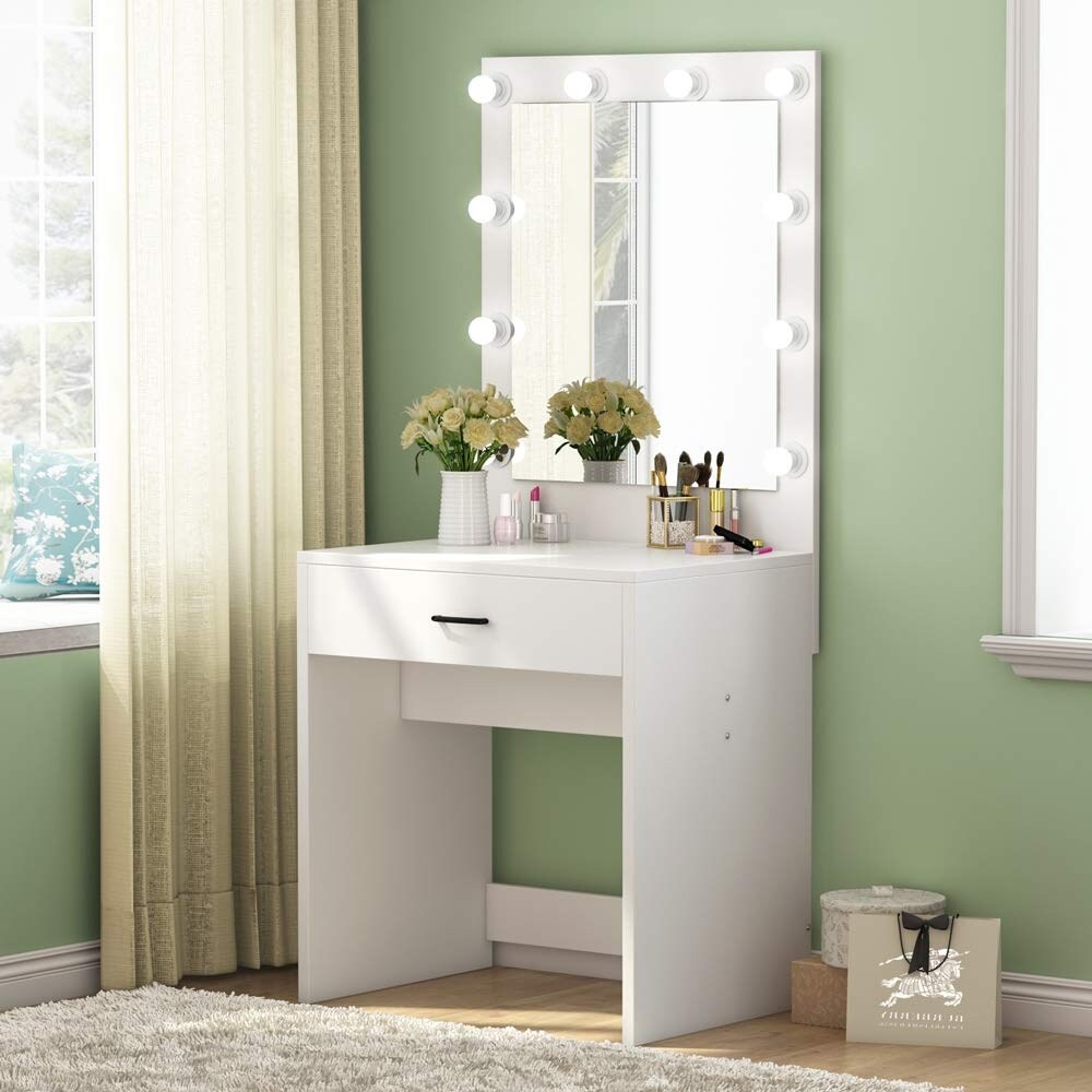 Makeup Vanity Table Lighted Mirror Amazon Com Makeup Vanity Table Set