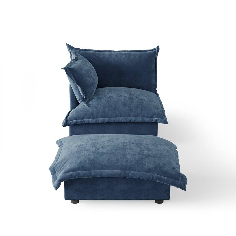 Modern Cloud Chaise Longue Accent Chair with Ottoman set