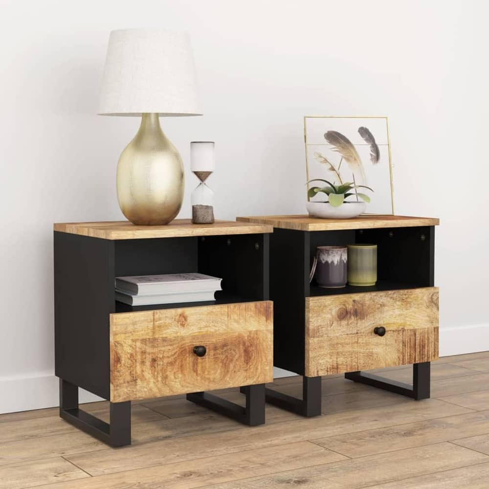 vidaXL Bedside Cabinet Solid Wood Mango&Engineered Wood