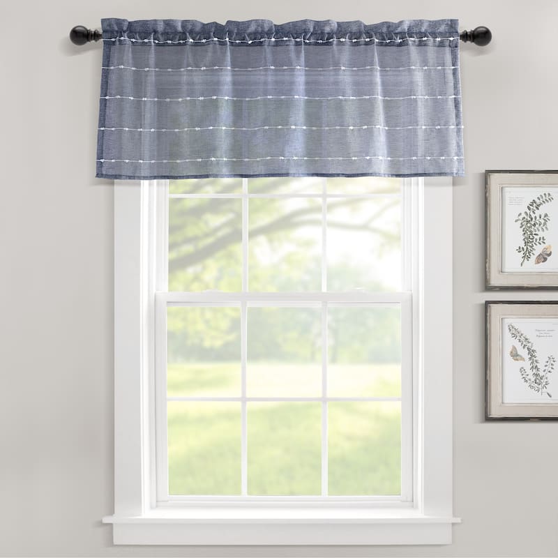 Lush Decor Farmhouse Textured Sheer Valance Single.. - 18" x 52"   - Navy