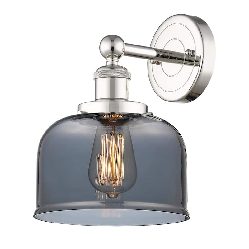Innovations Lighting 616-1W-10-7-L Bell Sconce Bell 10" Tall Wall - Polished Nickel / Plated Smoke