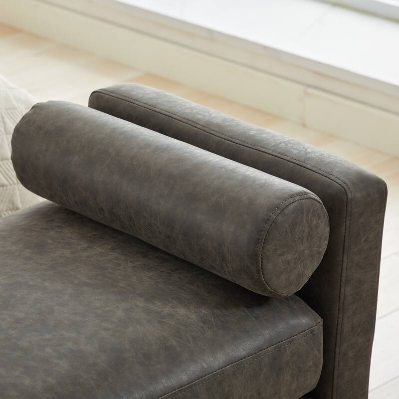 Bedroom Bench with Pillows and Solid Wood Legs for Living Rooms and Entryway