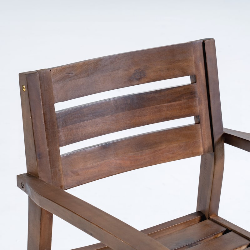 Acacia Wood Patio Dining Chairs Set of 2