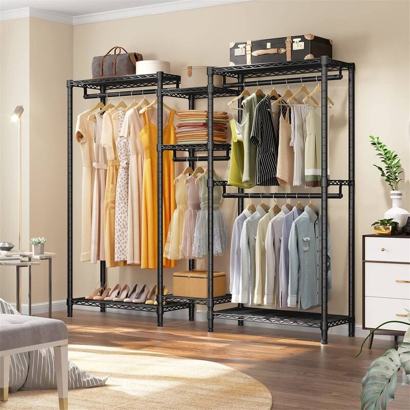 V6 Wire Garment Rack Heavy Duty Clothes Rack Metal with Shelves