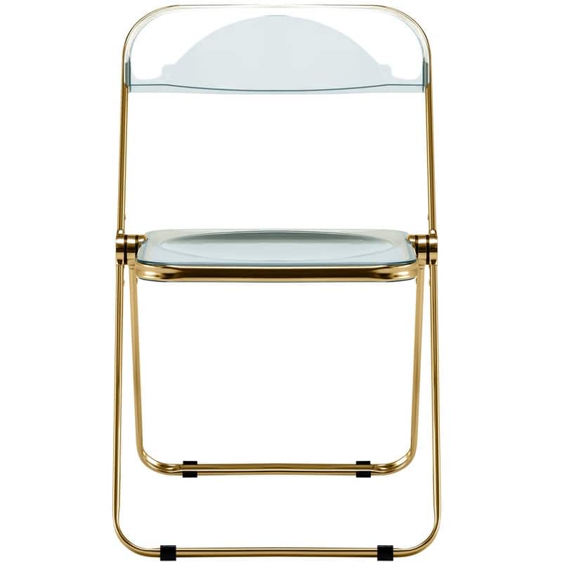 Lawrence Modern Foldable Transparent Acrylic Gold Chrome Folding Chair for Multipurpose Spaces Set of 2 - 30"