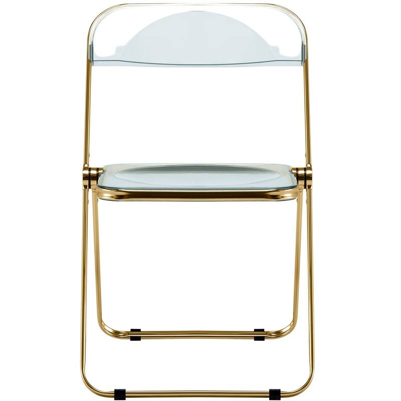 Lawrence Set of 4 Modern Foldable Transparent Acrylic Gold Chrome Folding Chair for Multipurpose Spaces - 30"
