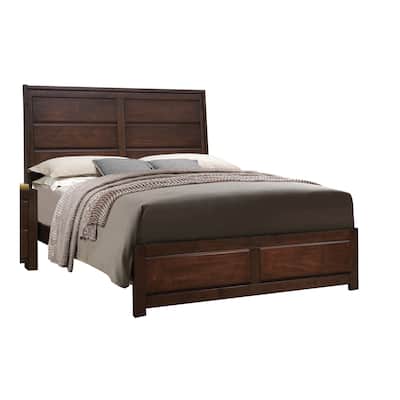 Queen Size Panel Bed with Storage Drawer and Box Spring Required