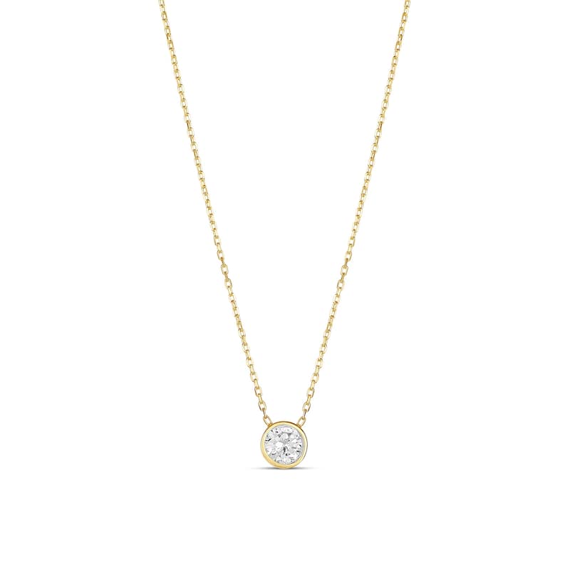 SHYMI Mini Bezel Solitaire Necklace - Gold Round - Yellow