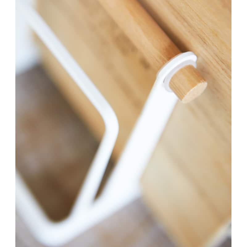 Yamazaki Home Cutting Board Stand, Steel and Wood - L 4.13 x W 5.51 x H 6.3 inches
