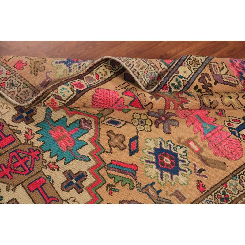 Geometric Ardebil Persian Runner Rug Handmade Wool Carpet - 3'6"x 9'7"