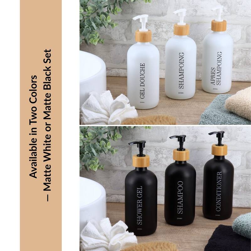 Set of 3 Refillable Shower Dispensers 17 fl oz (500ml) - 3 L x 3 W x 8.5 H