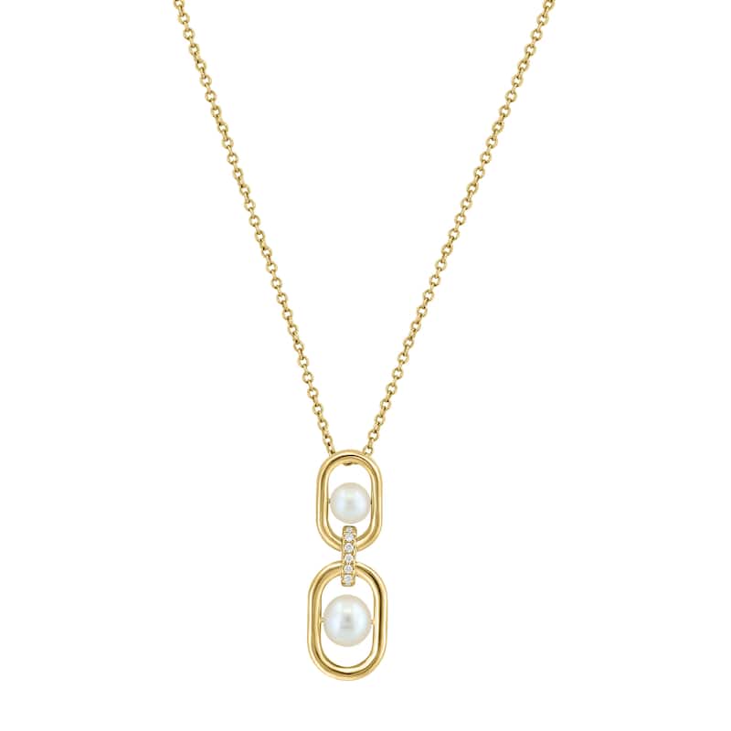 EFFY 14K Gold Diamond,Fresh Water Pearl Pendant - 18 Inch