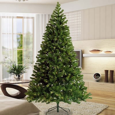 Pre-lit Christmas Tree 6ft Artificial Hinged Xmas Tree with Foldable Stand