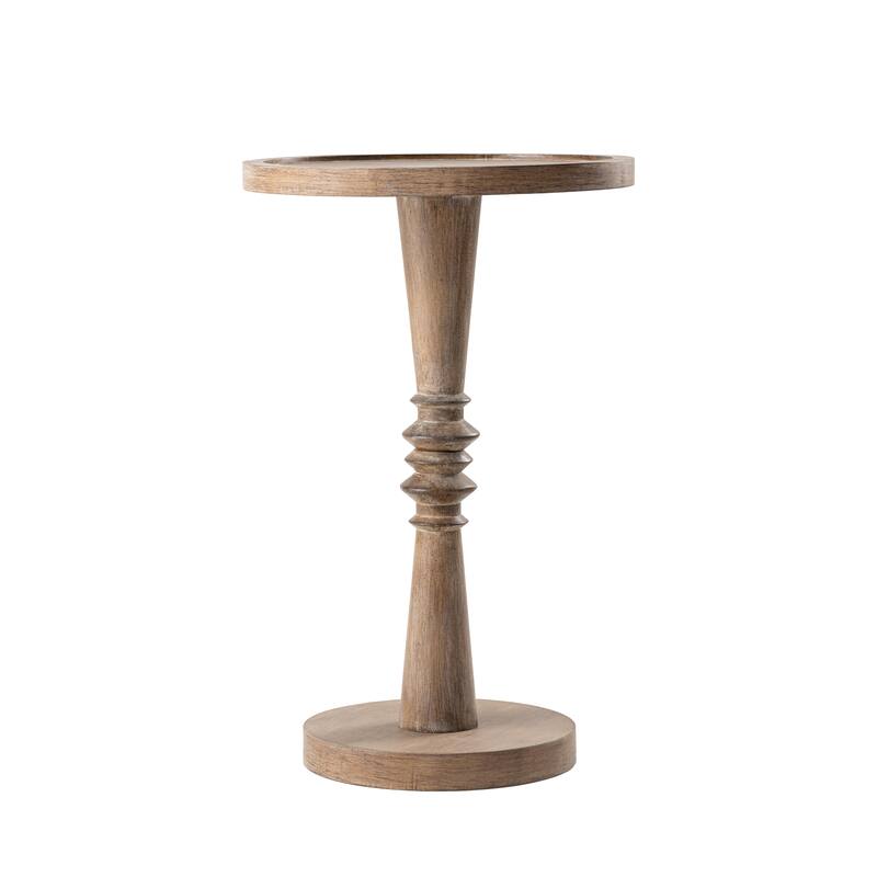COZAYH Pedestal Small Drinking Table, Farmhouse Tray Top End Table, Distressed Finish, Traditional