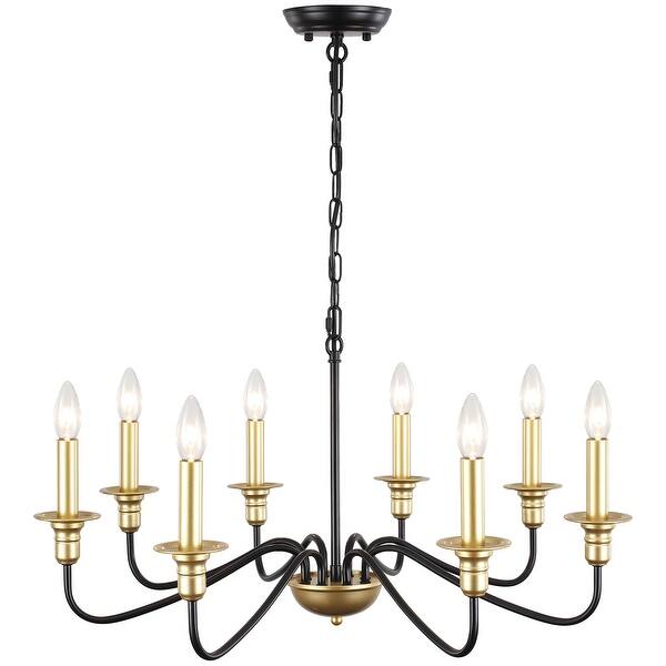 slide 2 of 47, 8-Light Rustic Candlestick Island Chandelier Linear Chandelier Lighting for Kitchen Island Black and Gold