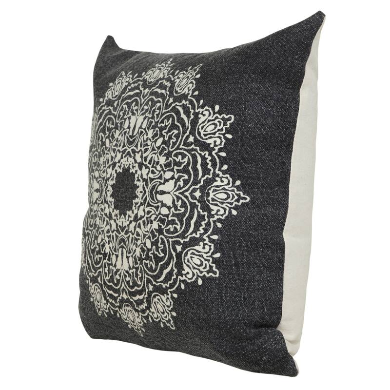 Handwoven Medallion Square Throw Pillow - 20" - Jet Black and White