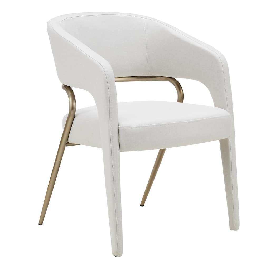 Elson Modern Off-White Fabric & Antique Brass Dining Chair