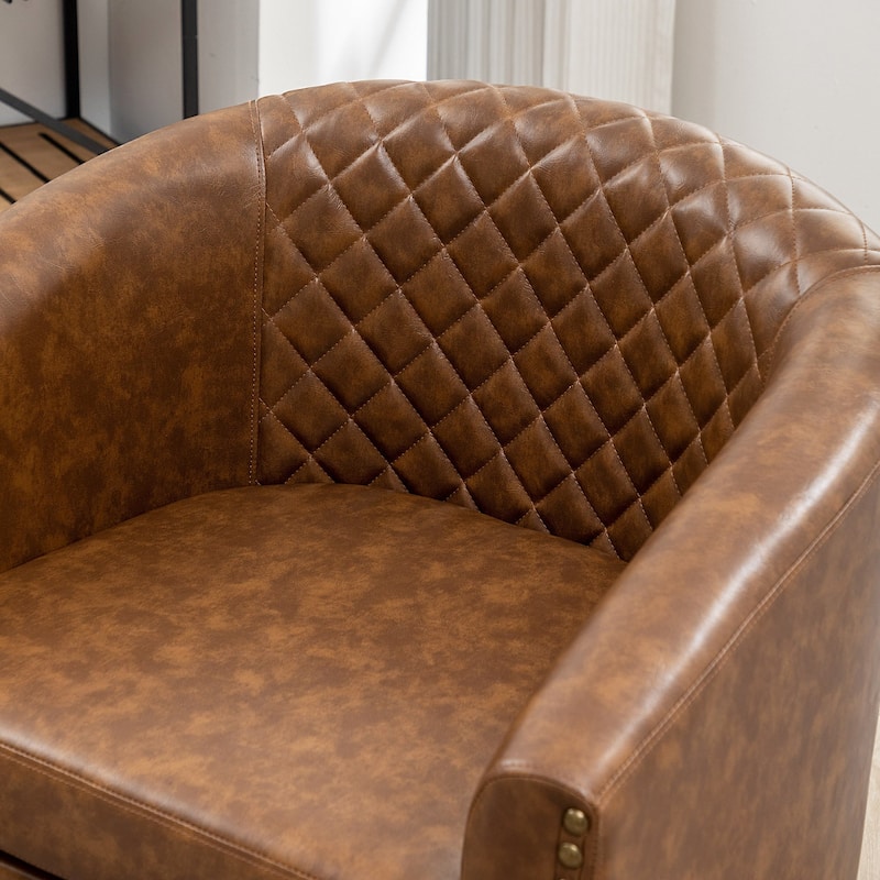 KINWELL 29" PU Faux Leather Club Armchair with Nailheads, Set of 2