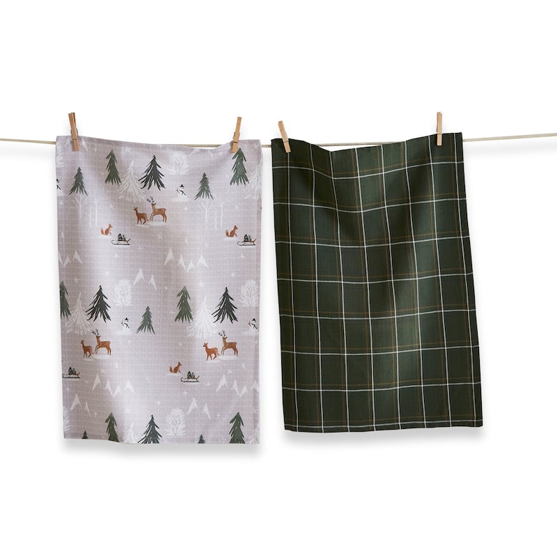 Fresh Balsam Dishtowel Set of 2 Multicolor Cotton Kitchen Towels 26x18 Everyday Use Machine Washable