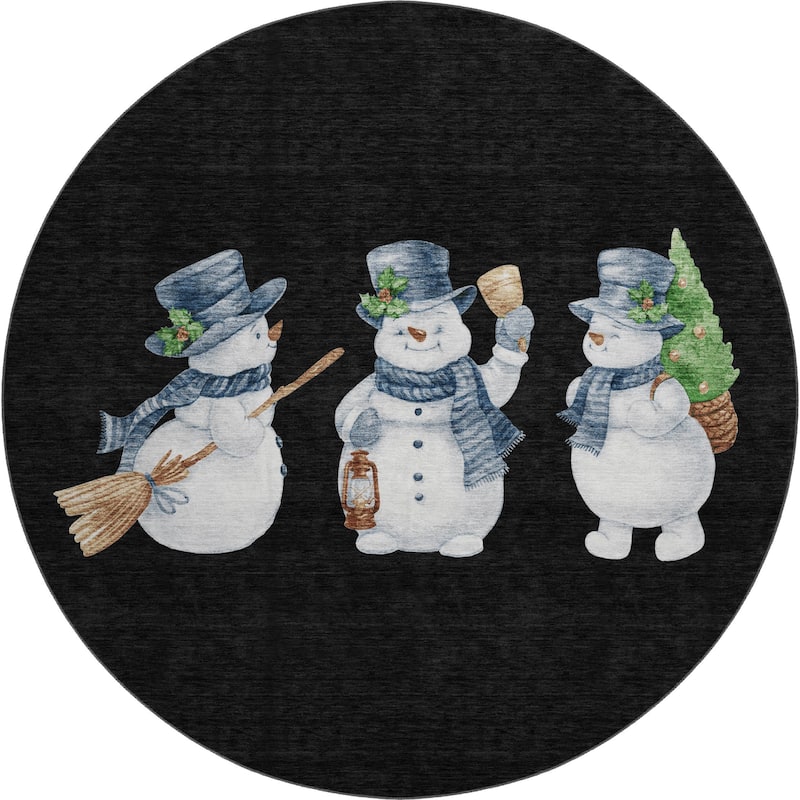 Premium Washable Super Soft Winter Holiday Snowman Mayfield Rug