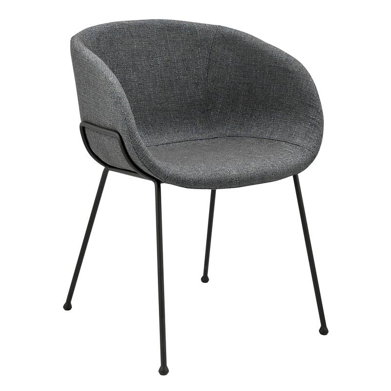 Zach Armchair in Black Leatherette with Matte Black Legs - Set of 2