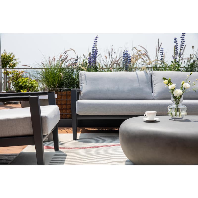 Elementi Laguna Outdoor Aluminum 3-Seat Sofa with Sunbrella® Cushions